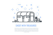 Treasure chest line vector