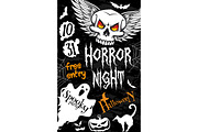 Halloween spooky ghost and skull banner design
