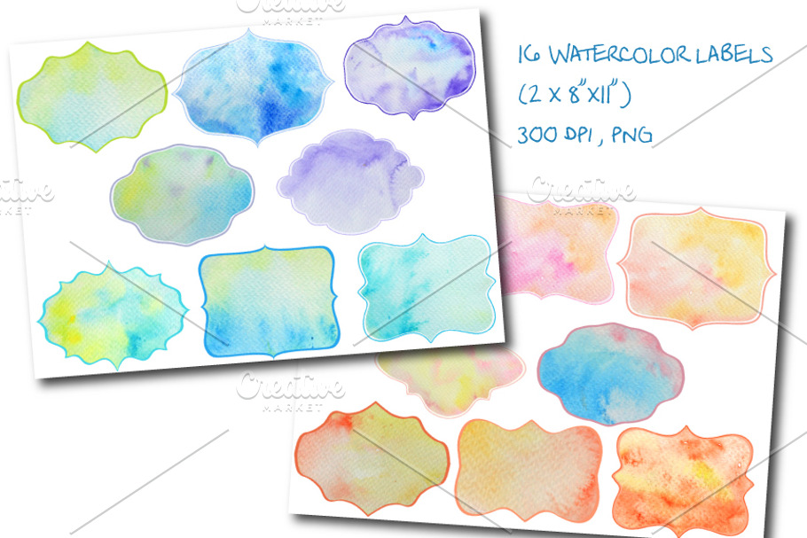 Watercolor Labels Tags