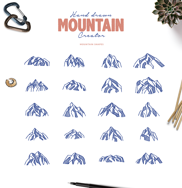 Hand Drawn Mountain Creator Kit in Logo Templates - product preview 1