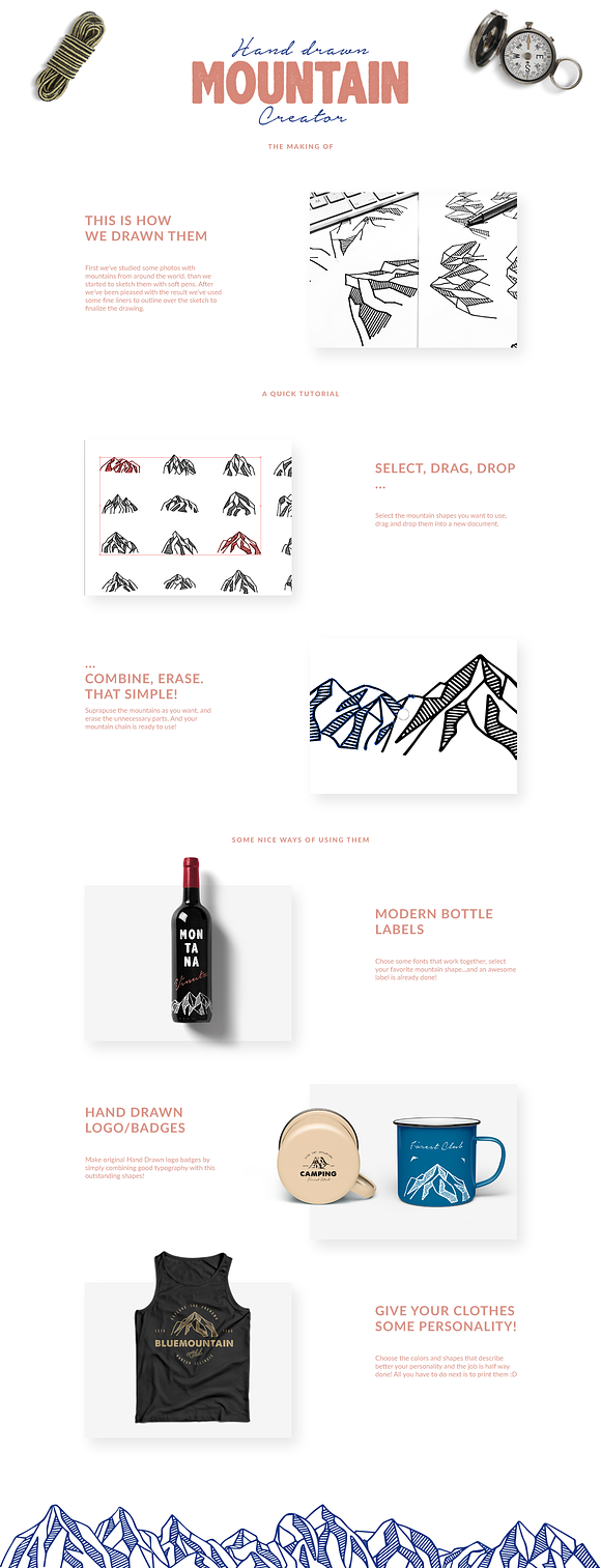 Hand Drawn Mountain Creator Kit in Logo Templates - product preview 3