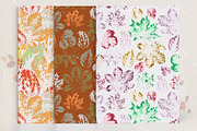 Seamless patterns set with leaves