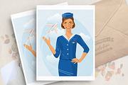 Stewardess. Vector poster