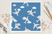 Seamless pattern with airplane