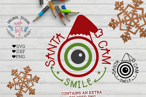 Santa Cam Smile Cut File and Clipart