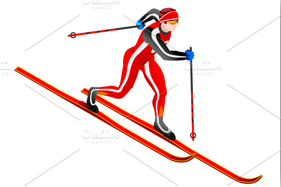 Ski Cross-country Clipart Vector in Illustrations - product preview 8