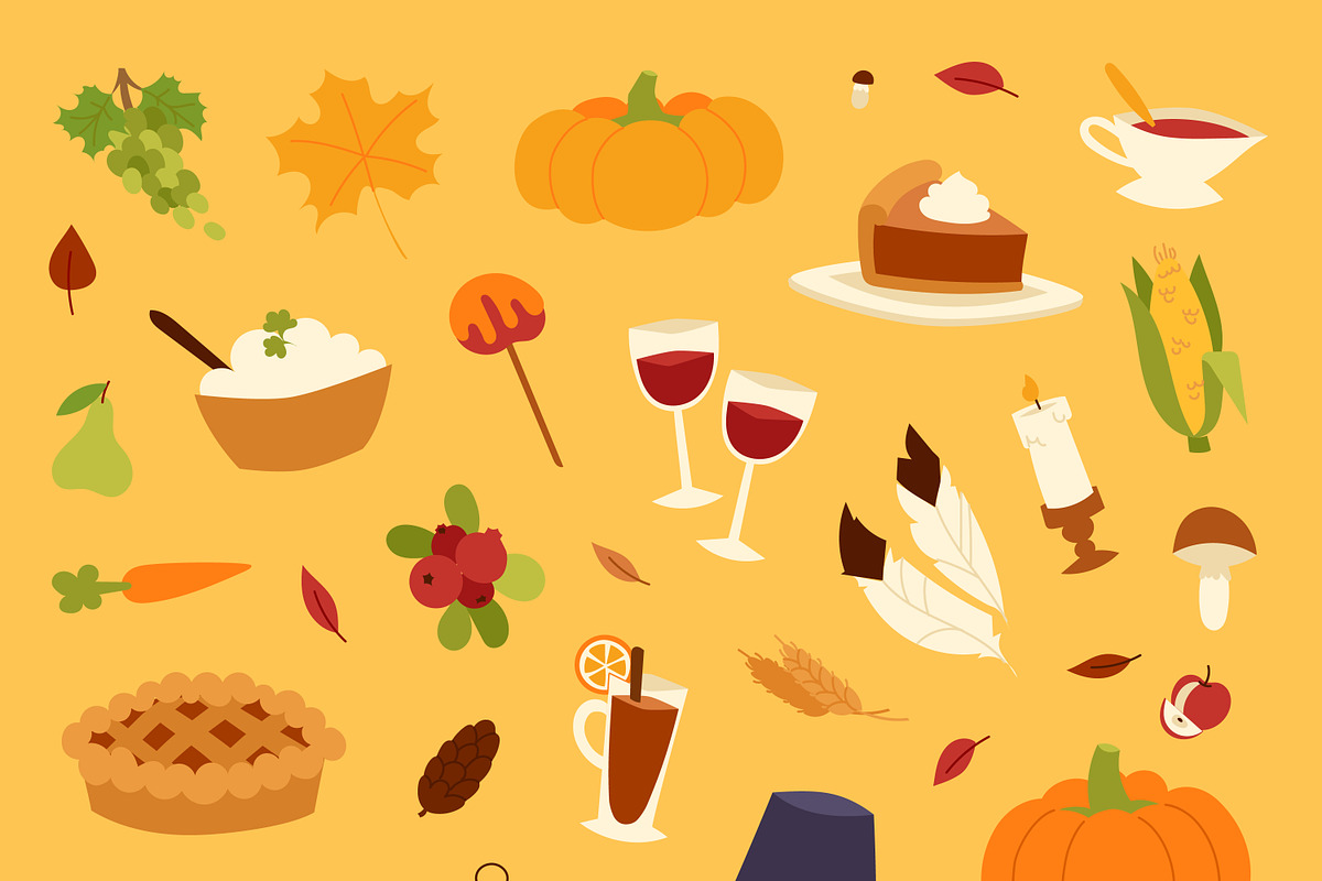 Happy Thanksgiving Day icons  in Illustrations - product preview 8