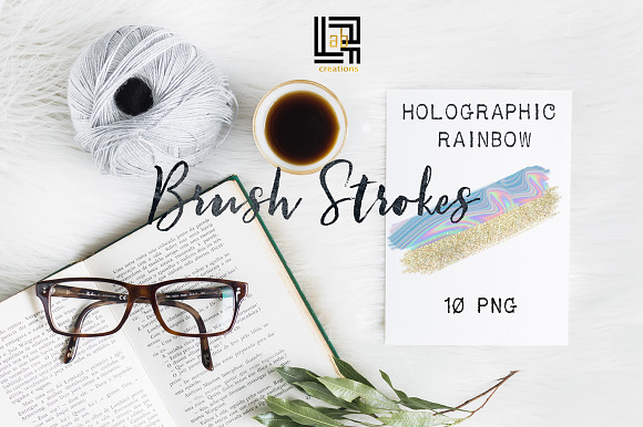Holographic rainbow. Brush strokes in Illustrations - product preview 1