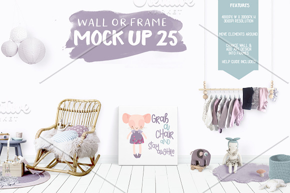 Kids Room Wall/Frame Mock Up 25 in Print Mockups - product preview 3