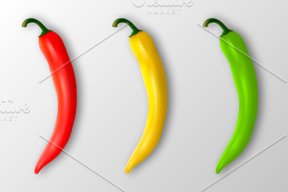 Chili pepper. Vector set.  in Illustrations - product preview 7