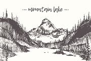 Illustration of a mountain lake
