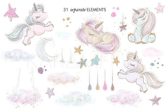 Baby Unicorns Clipart in Illustrations - product preview 3