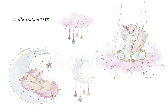 Baby Unicorns Clipart in Illustrations - product preview 4