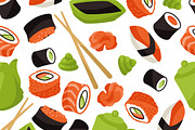 Seamless patterns with sushi