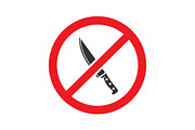 Forbidden sign with knife glyph icon