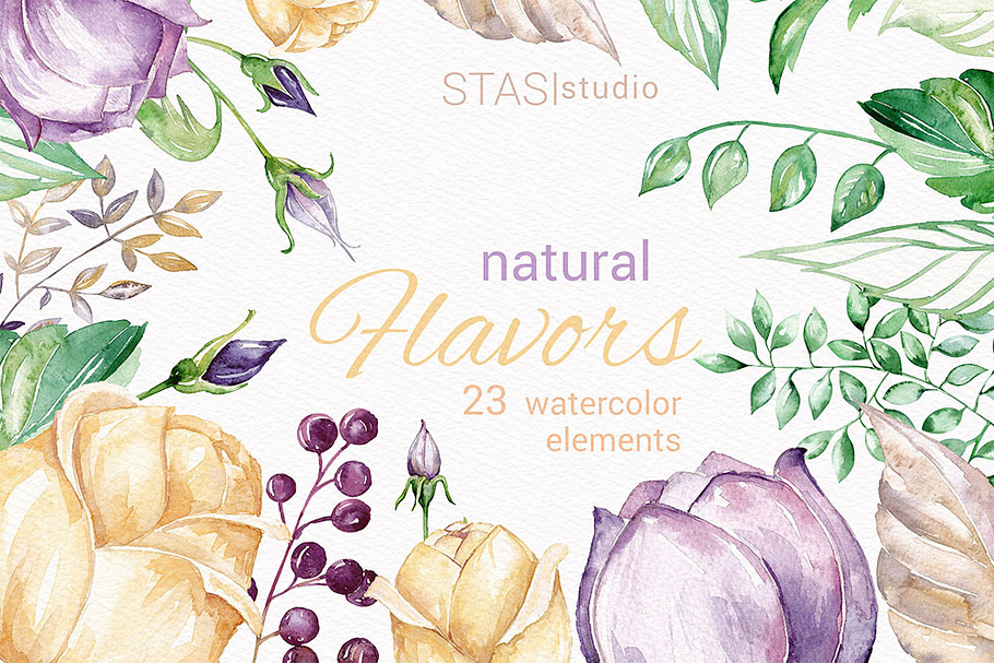 Watercolor Floral Clipart in Illustrations - product preview 8