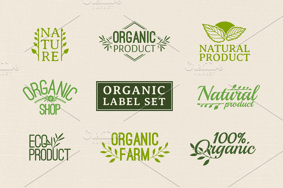 Set organic logo and label