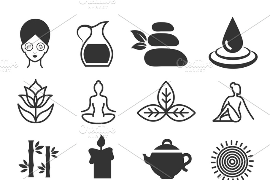 Yoga health and spa symbols in Health Icons - product preview 8
