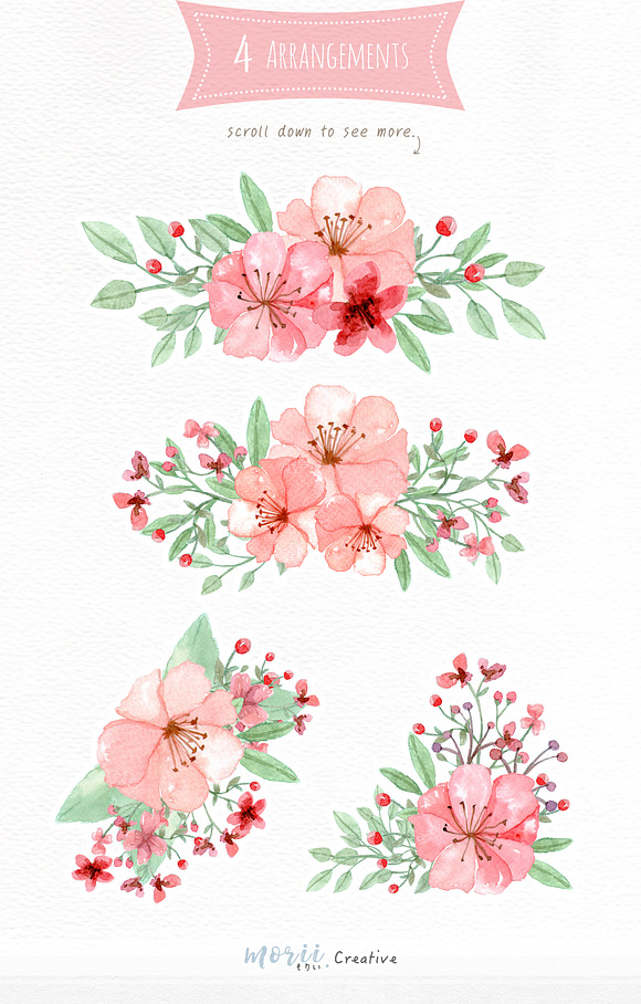 RedPink Garden Flower Graphic Set in Illustrations - product preview 1