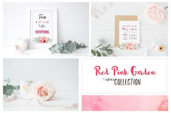 RedPink Garden Flower Graphic Set in Illustrations - product preview 2
