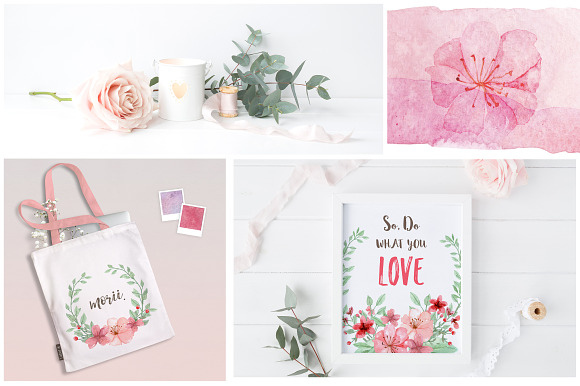 RedPink Garden Flower Graphic Set in Illustrations - product preview 3
