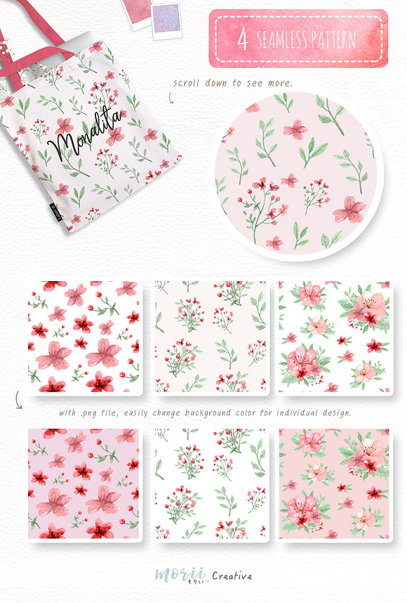 RedPink Garden Flower Graphic Set in Illustrations - product preview 5