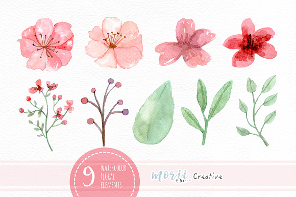RedPink Garden Flower Graphic Set in Illustrations - product preview 7
