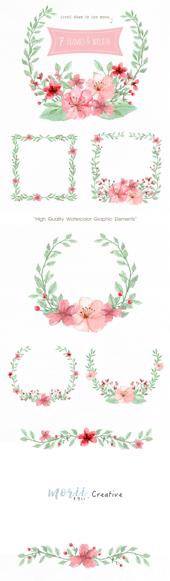 RedPink Garden Flower Graphic Set in Illustrations - product preview 8