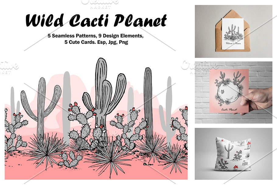 Wild Cacti Planet. Vector collection in Illustrations - product preview 8