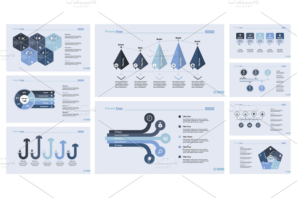 Nine Planning Slide Template Set in Illustrations - product preview 8