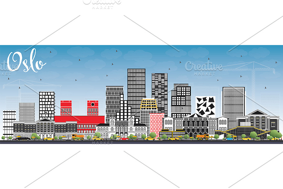 Oslo Norway Skyline  in Illustrations - product preview 8