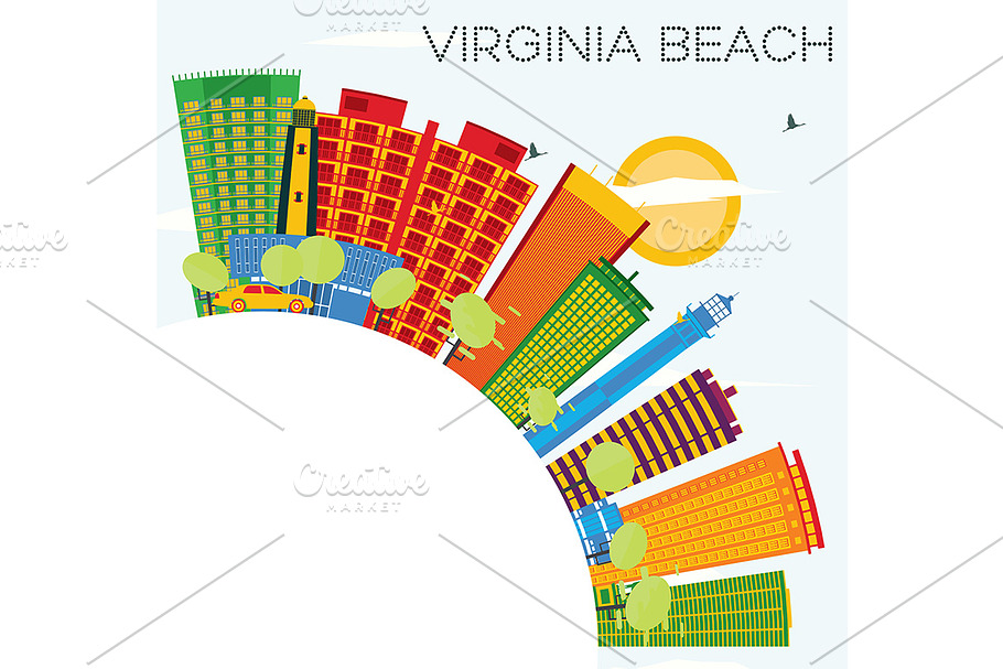 Virginia Beach Skyline in Illustrations - product preview 8