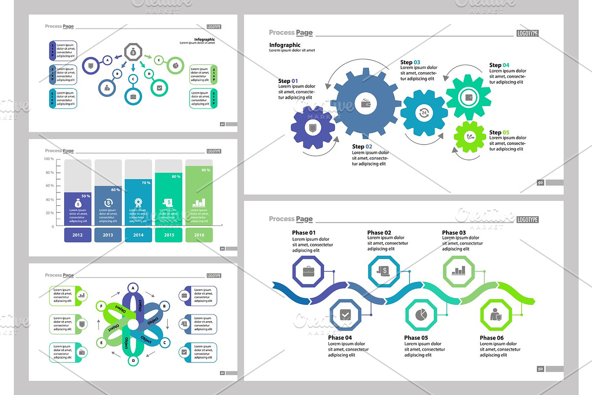 Five Training Slide Templates Set in Illustrations - product preview 8