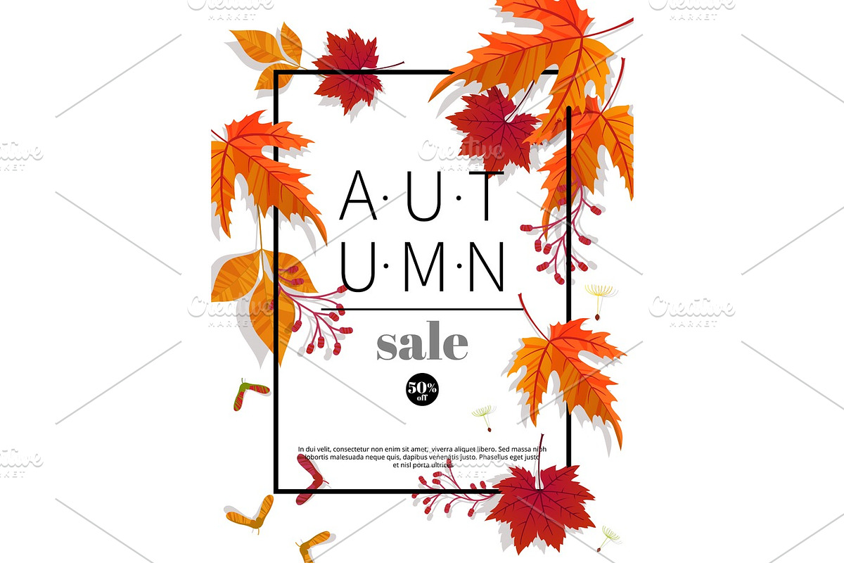 Autumn sale vintage vector typography poster with autumn colour leaves. in Illustrations - product preview 8