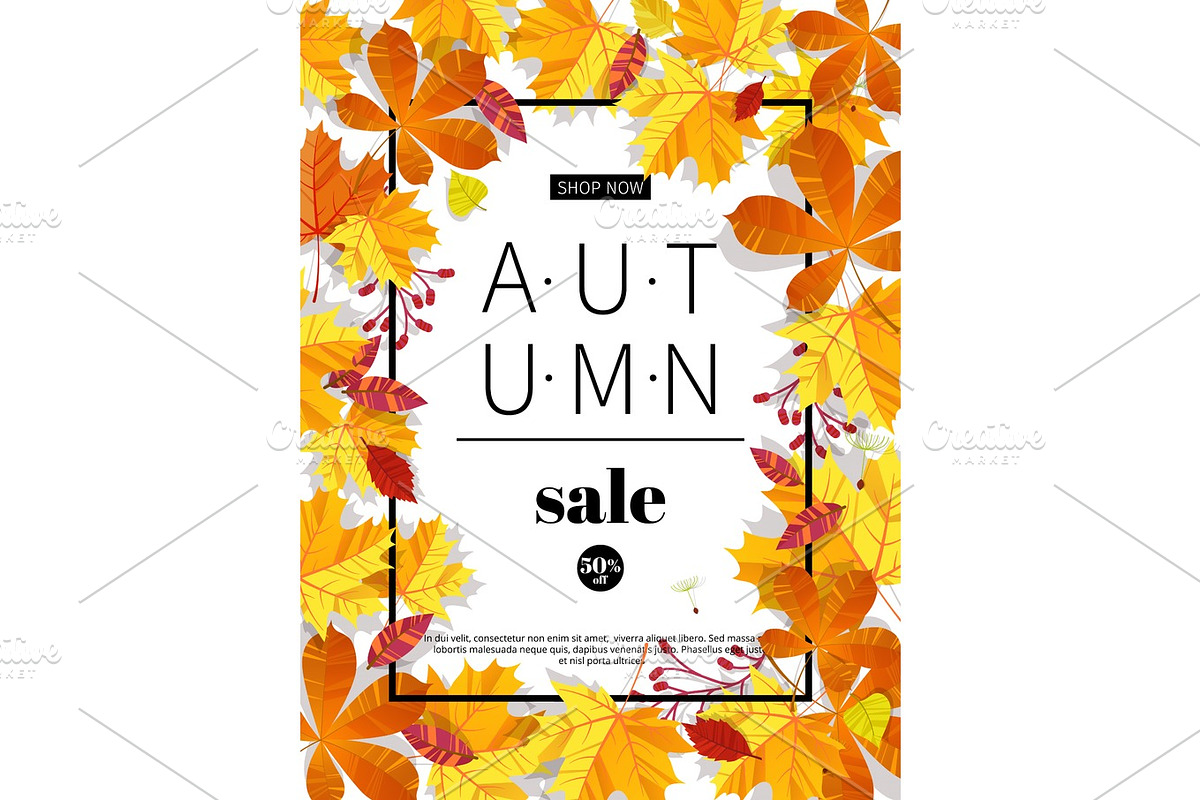 Autumn sales banners for web or print. Fall season sale and discounts banner. Colorful autumn leaves headline and sale invintation on wite background. Vector illustration in Illustrations - product preview 8