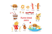 Set of Fast Food Products Vector in Flat Design