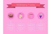 Winemaking Process Vector Illustration on Pink