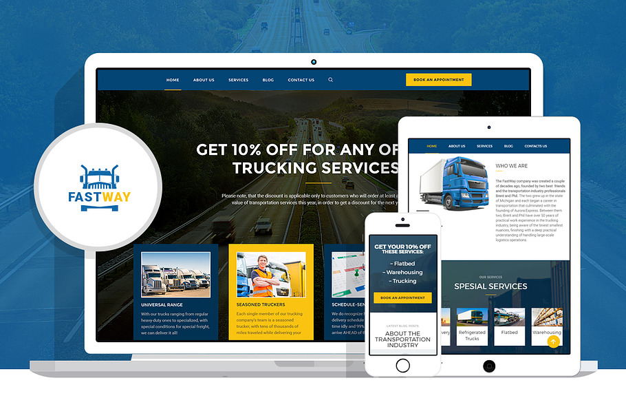 FastWay - Transportation Company in WordPress Business Themes - product preview 8