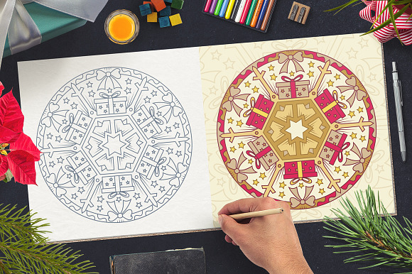 100 Christmas Mandala Ornaments in Illustrations - product preview 12