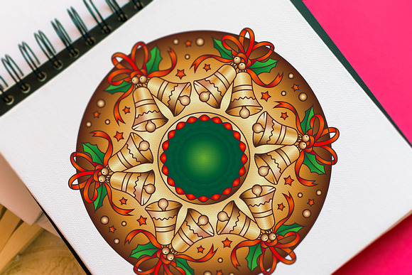 100 Christmas Mandala Ornaments in Illustrations - product preview 26