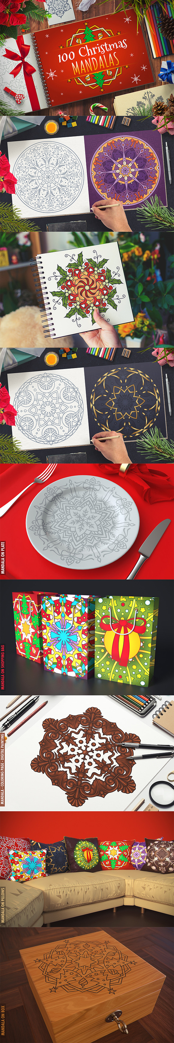 100 Christmas Mandala Ornaments in Illustrations - product preview 32