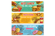 Vector sketch banner fast food restaurant menu