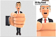 3D Big Hand Squeezing Businessman