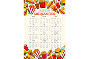 Vector fast food calendar 2018 template sketch