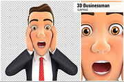 3D Businessman Surprise Expression