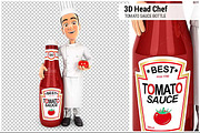 3D Head Chef Tomato Sauce Bottle