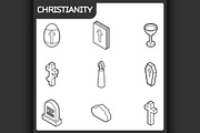 Christianity outline isometric icons