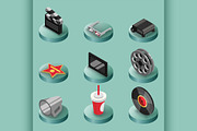 Cinema color isometric icons