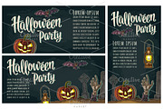 Three posters with Halloween party