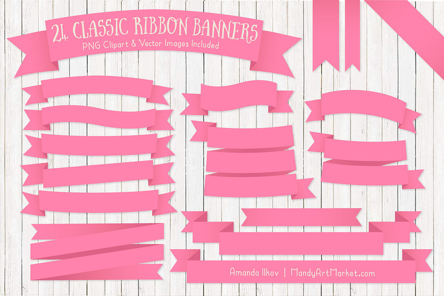 Pink Ribbon Banner Clipart in Illustrations - product preview 8